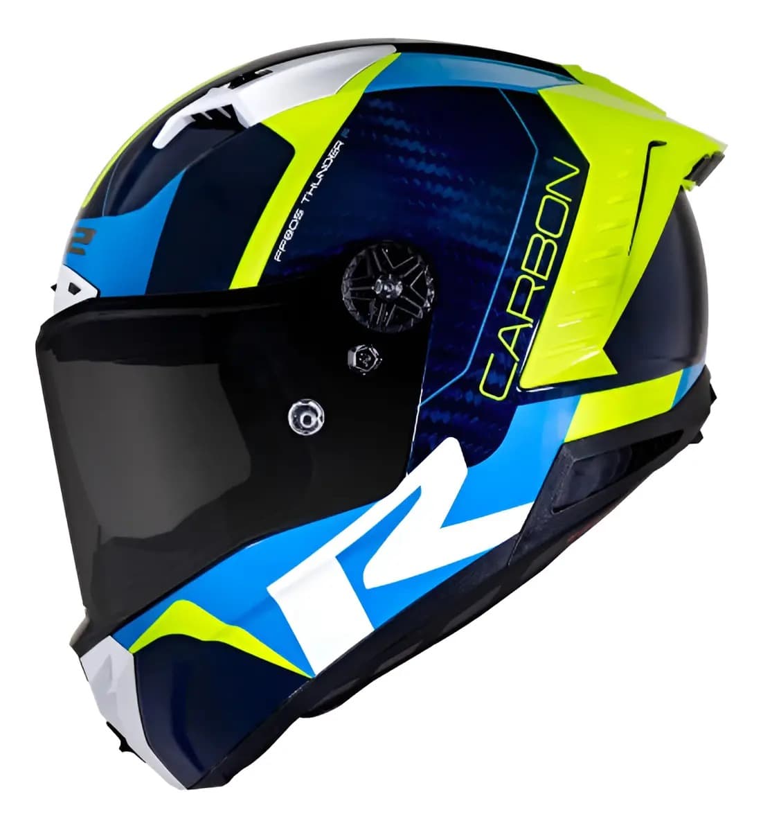 Capacete Ls2 Ff805 Thunder Carbon Racing 1 Azul Amarelo